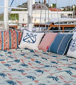 Aegean Outdoor Fabric by MINDTHEGAP Indigo Taupe