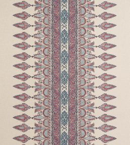 Akola Stripe Fabric by Thibaut Raspberry and Blue on Natural