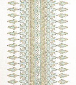 Akola Stripe Fabric by Thibaut Seaglass and Gold