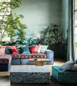 Alberi Mural by Clarke & Clarke Midnight/Linen Banner