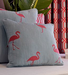 Flamingo Addiction Fabric by Aldeco Tiffany Blue