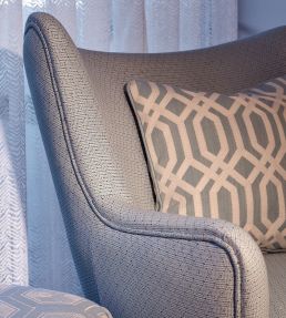 Trellis Addiction Fabric by Aldeco Tiffany Blue