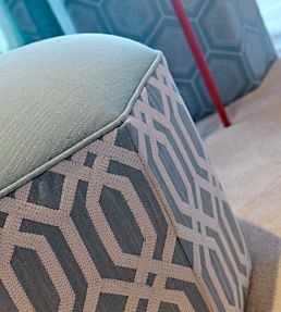 Trellis Addiction Fabric by Aldeco Tiffany Blue