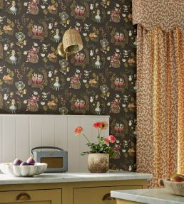 Alice in Wonderland Wallpaper by Sanderson Puddle blue