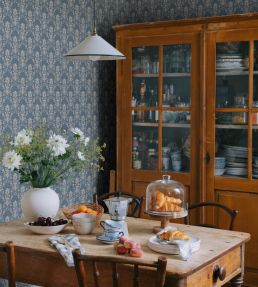 Alva Wallpaper by Sandberg Indigo Blue