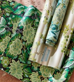 Amara Butterfly Wallpaper by Sanderson Bamboo / Fountain Green