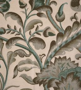 Amberley Fabric by Titley and Marr Walnut, Jade & Lichen