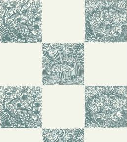 Animal Check Wallpaper by Josephine Munsey Osney Blue/Skirting White