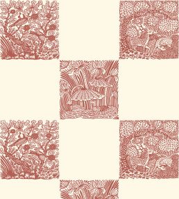 Animal Check Wallpaper by Josephine Munsey Red Topping/Clarke White