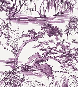 Kyoto Wallpaper by Anna French Eggplant