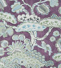 Tree House Wallpaper by Anna French Eggplant