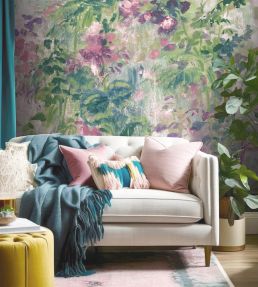 Aquarelle Mural by Woodchip & Magnolia Blossom Pink