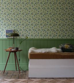 Auguste Wallpaper by Farrow & Ball Yeabridge Green / Stone Blue