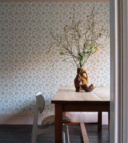 Auguste Wallpaper by Farrow & Ball Light Blue / Bone