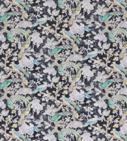 Aviary Glazed Fabric by Madeaux 03 Midnight Forest