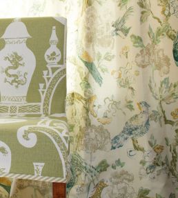 Aviary Glazed Fabric by Madeaux 04 Golden Teal