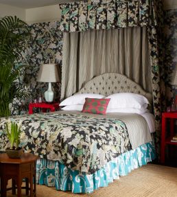 Aviary Glazed Fabric by Madeaux 03 Midnight Forest