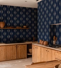 Azilal Embroidery Wallpaper by Coordonne Ultramarine