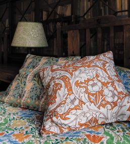 Bachelors Button Fabric by Morris & Co Burnt Orange/Sky