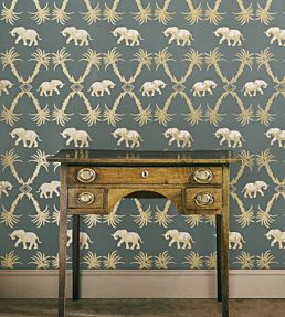 Elephant Palm Wallpaper by Barneby Gates Gunmetal/Gold