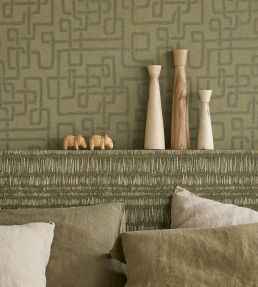 Batik Stripes Wallpaper by Eijffinger Green