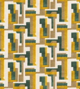 Bebop Fabric by Casamance Moutarde / Emeraude