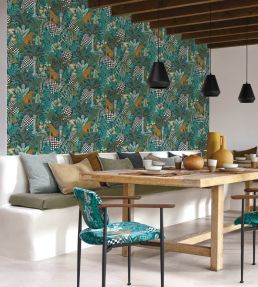 Belize Wallpaper by Casamance Noir/Fauve