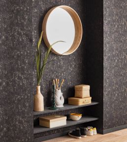 Benton Uni Metallic Wallpaper by Caselio Noir cuivre