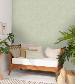 Benton Uni Metallic Wallpaper by Caselio Vert amande dore
