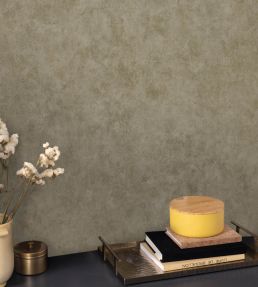 Benton Uni Metallic Wallpaper by Caselio Vert olive nacre