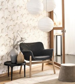 Biloba Wallpaper by Casadeco Beige Lin