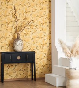 Biloba Wallpaper by Casadeco Jaune Mordore