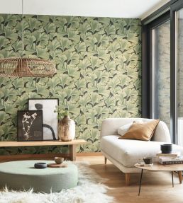 Biloba Wallpaper by Casadeco Bleu Indigo