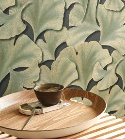 Biloba Wallpaper by Casadeco Vert Kaki