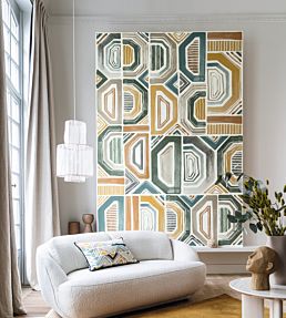 Bogolan Mural by Casamance Bleu/Vert