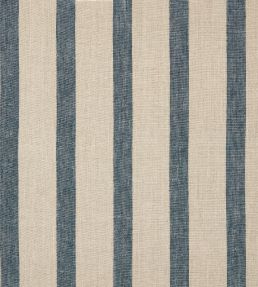 Bold Stripe Linen Fabric by Volga Linen Prussian Blue/ Natural