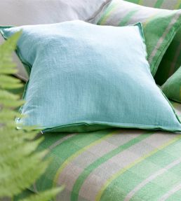 Brera Lino Cushion 45 x 45cm by Designers Guild Emerald & Capri