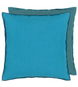 Brera Lino Cushion 43 x 43cm by Designers Guild Indian Ocean & Teal
