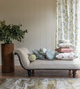 Brigitte Fabric by Clarke & Clarke Pewter/Chartreuse