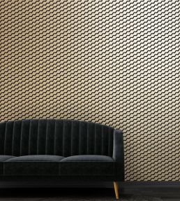 Buzz Lustre Wallpaper by Erica Wakerly Black Flock/Gold Lustre