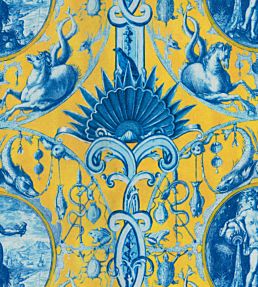 Calypso Fabric by MINDTHEGAP Indigo Yellow