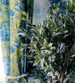 Calypso Fabric by MINDTHEGAP Indigo Yellow