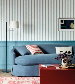 Camber Stripe Wallpaper by Jane Churchill Blue