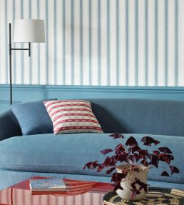 Camber Stripe Wallpaper by Jane Churchill Blue