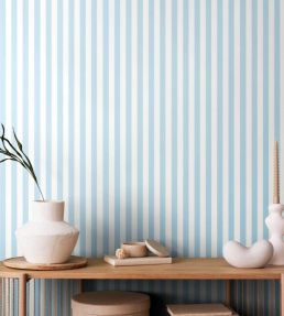 Candy Stripe Wallpaper by Ohpopsi Baby Blue