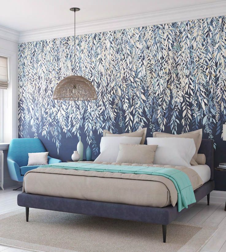 Cascading Willow Mural by Ohpopsi Midnight