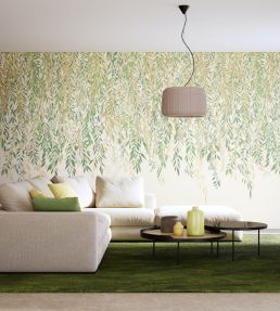 Cascading Willow Wallpaper Mural in Turquoise by Ohpopsi Jane Clayton