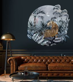 Caspian Tiger Decal Mural in Indigo by Avalana Indigo