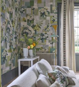 Celadon Vase Grasscloth Mural by Designers Guild Celadon