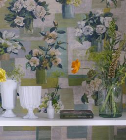 Celadon Vase Grasscloth Mural by Designers Guild Celadon